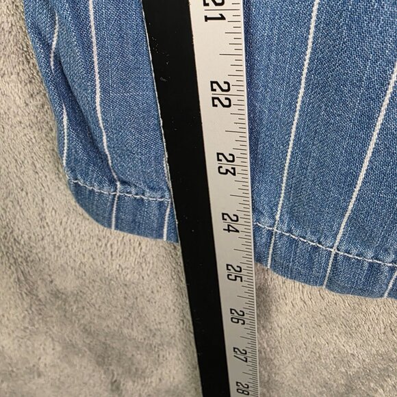 Womens Seven7 Blue & White Striped Capri Pants Wide Leg Cotton & Tencel Size14 - Picture 8 of 11